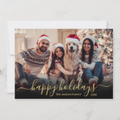 Happy Holidays Gold Script 2 Foto Weihnachten (Vorderseite)