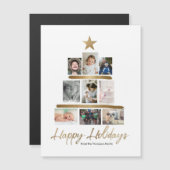 Happy Holidays Gold Script Foto Tree Collage Magnetkarte (Vorne/Hinten)