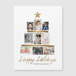Happy Holidays Gold Script Foto Tree Collage Magnetkarte