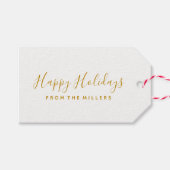 Happy Holidays Gold Script Geschenkanhänger (Vorderseite (Horizontal))
