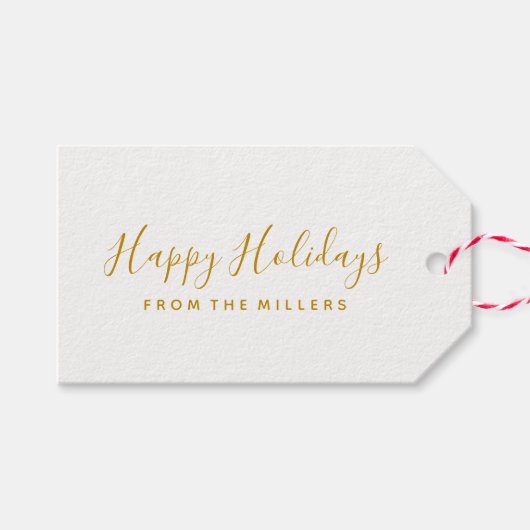 Happy Holidays Gold Script Geschenkanhänger (Vorderseite (Horizontal))