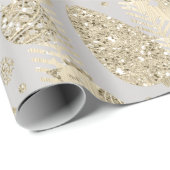 Happy Holidays Gold Silver Glitzer Weihnachtsbaum Geschenkpapier (Rolleneckpunkt)