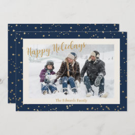 Happy Holidays Gold Stars Border Foto Feiertagskarte