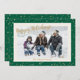 Happy Holidays Gold Stars Border Foto Feiertagskarte
