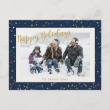 Happy Holidays Gold Stars Border Foto