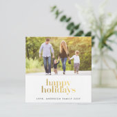 Happy Holidays Gold Tag Weihnachten Foto (Stehend Vorderseite)