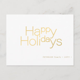 Happy Holidays Gold Typografie einfach modern Feiertagspostkarte