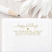 Happy Holidays Gold White Script Rücksendeadresse (Insitu)