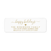 Happy Holidays Gold White Script Rücksendeadresse (Vorne)