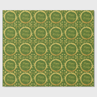 Happy Holidays Gold Wreath Geschenkpapier