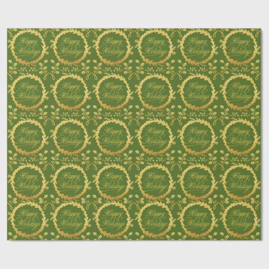 Happy Holidays Gold Wreath Geschenkpapier (Flach)
