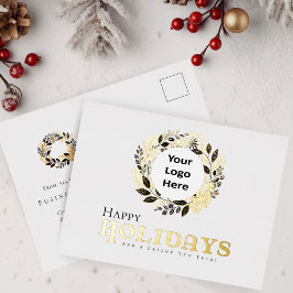 Happy Holidays Gold Wreath Weihnachtsgeschäft Folien Feiertagspostkarte