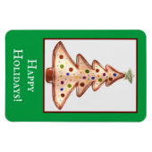 Happy Holidays Golden Christmas Tree Magnet (Horizontal)
