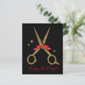 Happy Holidays - Golden Glitzer Hair Stylist-Karte (Stehend Vorderseite)