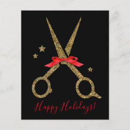 Happy Holidays - Golden Glitzer Hair Stylist-Karte
