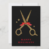 Happy Holidays - Golden Glitzer Hair Stylist-Karte Einladung (Vorderseite)