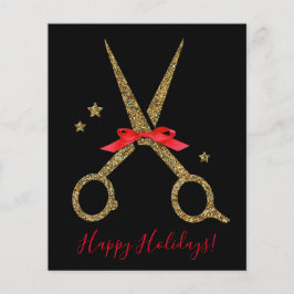 Happy Holidays - Golden Glitzer Hair Stylist-Karte Flyer