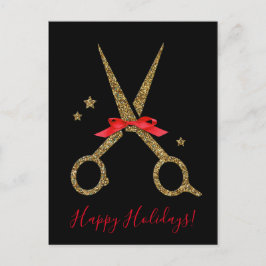 Happy Holidays - Golden Glitzer Hair Stylist-Karte Postkarte