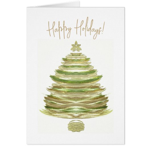 Happy Holidays Golden Green Christmas Tree Card (Vorne)