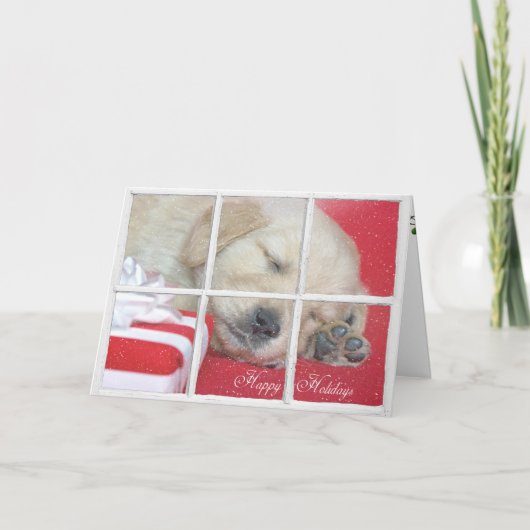 Happy Holidays-golden retriever Feiertagskarte (Vorderseite)