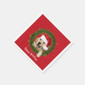 Happy Holidays Golden Retriever im Kranz Serviette (Ecke)