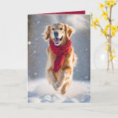 Happy Holidays Golden Retriever im Schnee Karte (Gelbe Blume)