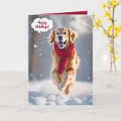 Happy Holidays Golden Retriever im Schnee Karte (Gelbe Blume)