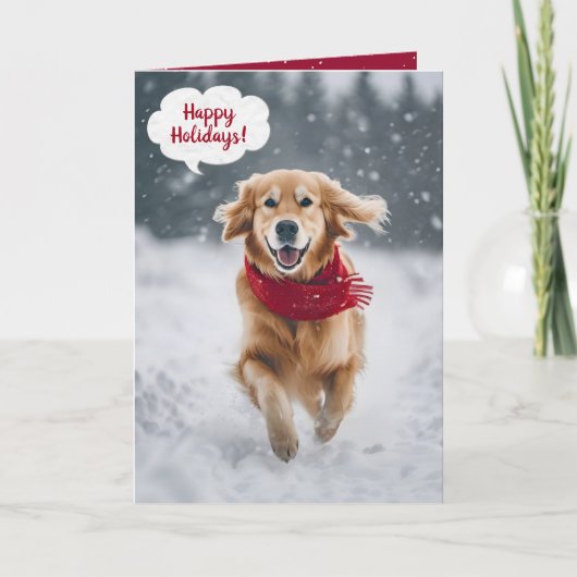 Happy Holidays Golden Retriever im Schnee Karte (Vorderseite)