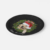 Happy Holidays golden retriever Pappteller (Schrägansicht)