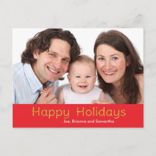 Happy Holidays Golden Sparkle Foto Feiertagspostkarte