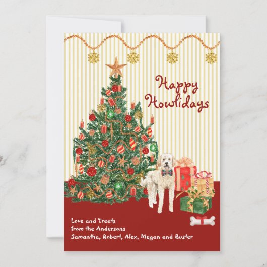 Happy Holidays Goldendoodle Dog Tree präsentiert (Vorderseite)