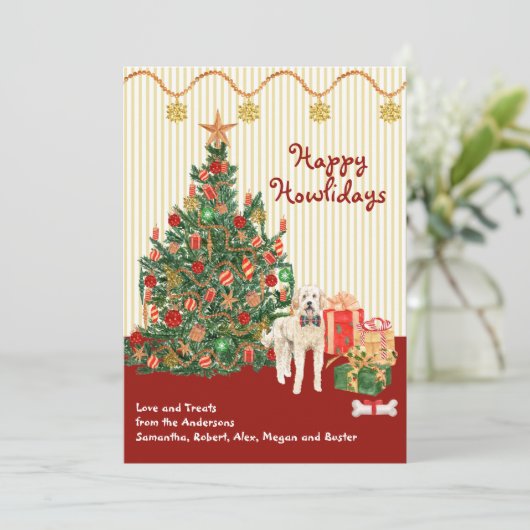 Happy Holidays Goldendoodle Dog Tree präsentiert (Stehend Vorderseite)