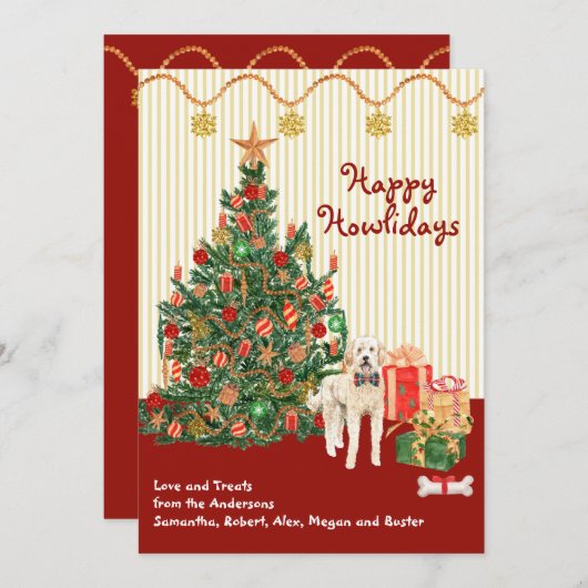 Happy Holidays Goldendoodle Dog Tree präsentiert (Vorne/Hinten)