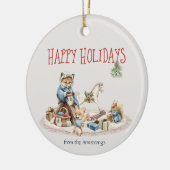 Happy Holidays Granny Children Wasserfarbene Tiere Keramik Ornament (Links)
