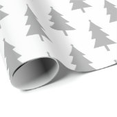 Happy Holidays Gray auf dem Muster des weißen Tann Geschenkpapier (Rolleneckpunkt)