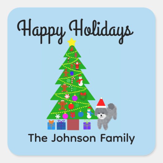 Happy Holidays Gray Poodle Christmas #5 Stickers (Vorderseite)