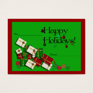 Happy Holidays/Green and Red Festive Gift Tag