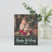Happy Holidays Green Buffalo Kariert 2024 Postkarte (Stehend Vorderseite)