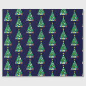 Happy Holidays Green Christmas Tree: Dark Blue Geschenkpapier (Flach)