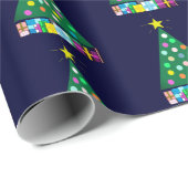 Happy Holidays Green Christmas Tree: Dark Blue Geschenkpapier (Rolleneckpunkt)