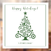 Happy Holidays Green Christmas Tree on White Fensteraufkleber (Blatt 2)