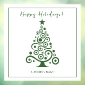 Happy Holidays Green Christmas Tree on White Fensteraufkleber (Blatt 3)