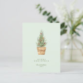 HAPPY HOLIDAYS Green Christmas Tree Postcard Postkarte (Stehend Vorderseite)