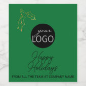 Happy Holidays Green Custom Logo Company Weinetikett (Einzelnes Label)