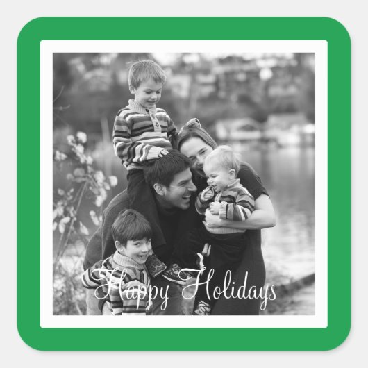 Happy Holidays Green Design Quadratischer Aufkleber (Vorderseite)