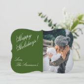 Happy Holidays Green Foto Script Weihnachten (Stehend Vorderseite)