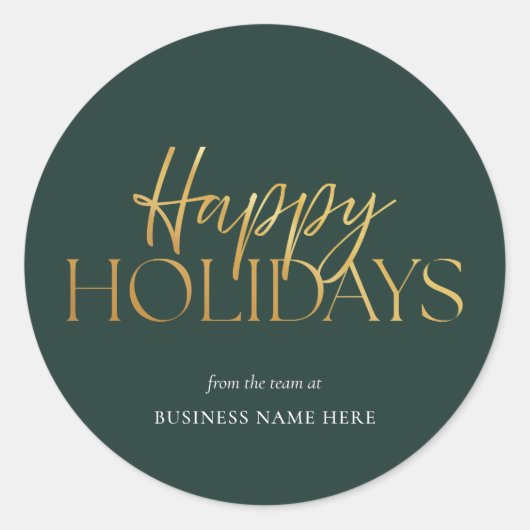 Happy Holidays Green Gold Business Weihnachten Runder Aufkleber (Vorderseite)