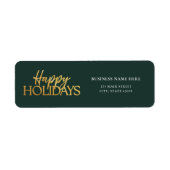 Happy Holidays Green Gold Rücksendeadresse (Vorne)