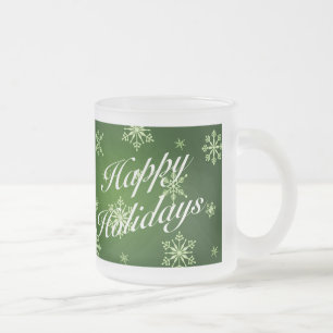 Happy Holidays Green Holiday Glass Tasse Set