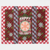 Happy Holidays Green Leaf Parade Fleece Blanket (Vorderseite (Horizontal))
